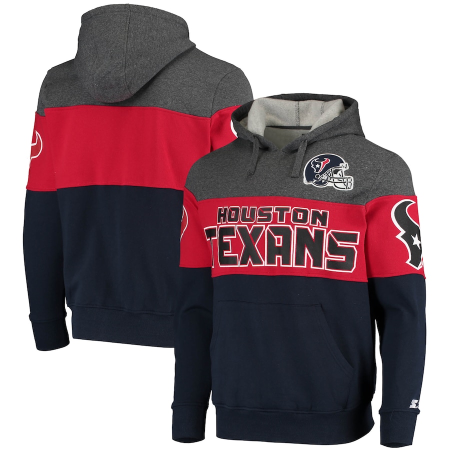 Houston Texans Starter Heathered Gray/Navy Extreme Fireballer Pullover Hoodie - Man Houston Texans Starter Heathered Gray/Navy Extreme Fireballer Pullover Hoodie - Man