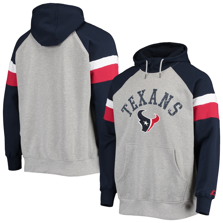 Houston Texans Starter Heathered Gray/Navy Home Run Raglan Pullover Hoodie - Man Houston Texans Starter Heathered Gray/Navy Home Run Raglan Pullover Hoodie - Man