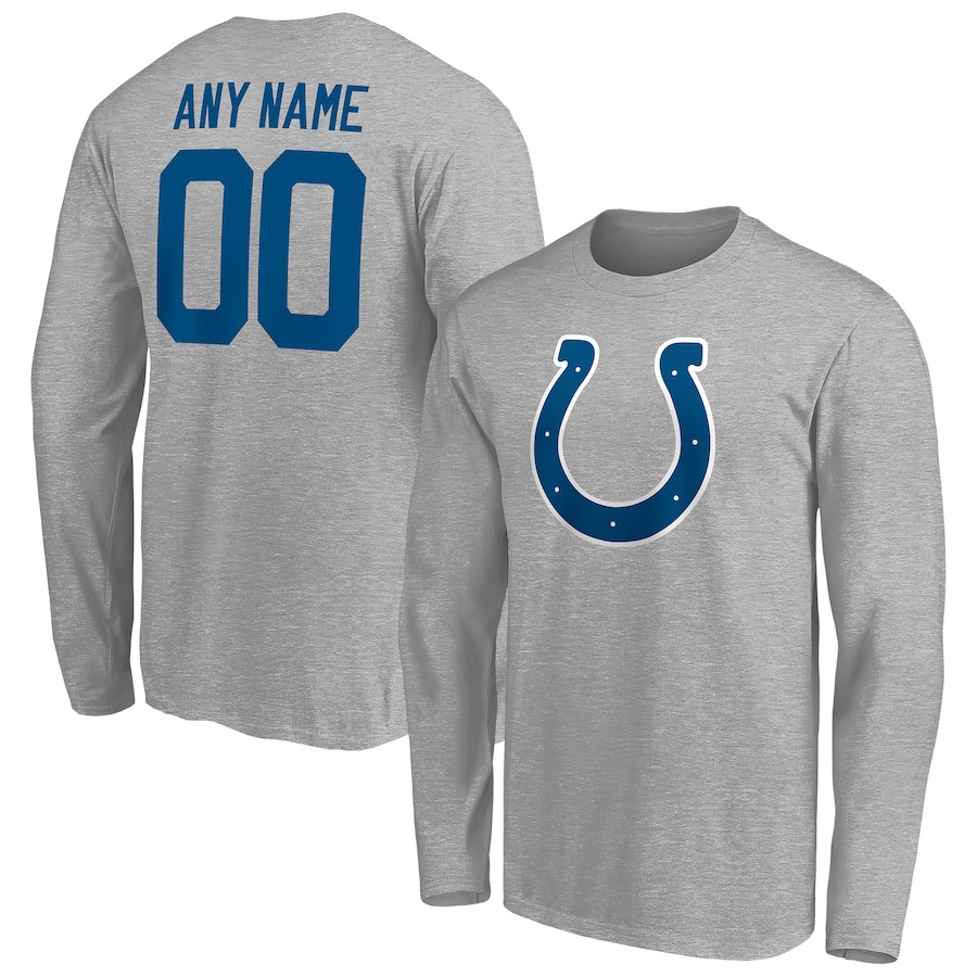 Indianapolis Colts Gray Team Authentic Custom Long Sleeve T-Shirt - Man Indianapolis Colts Gray Team Authentic Custom Long Sleeve T-Shirt - Man
