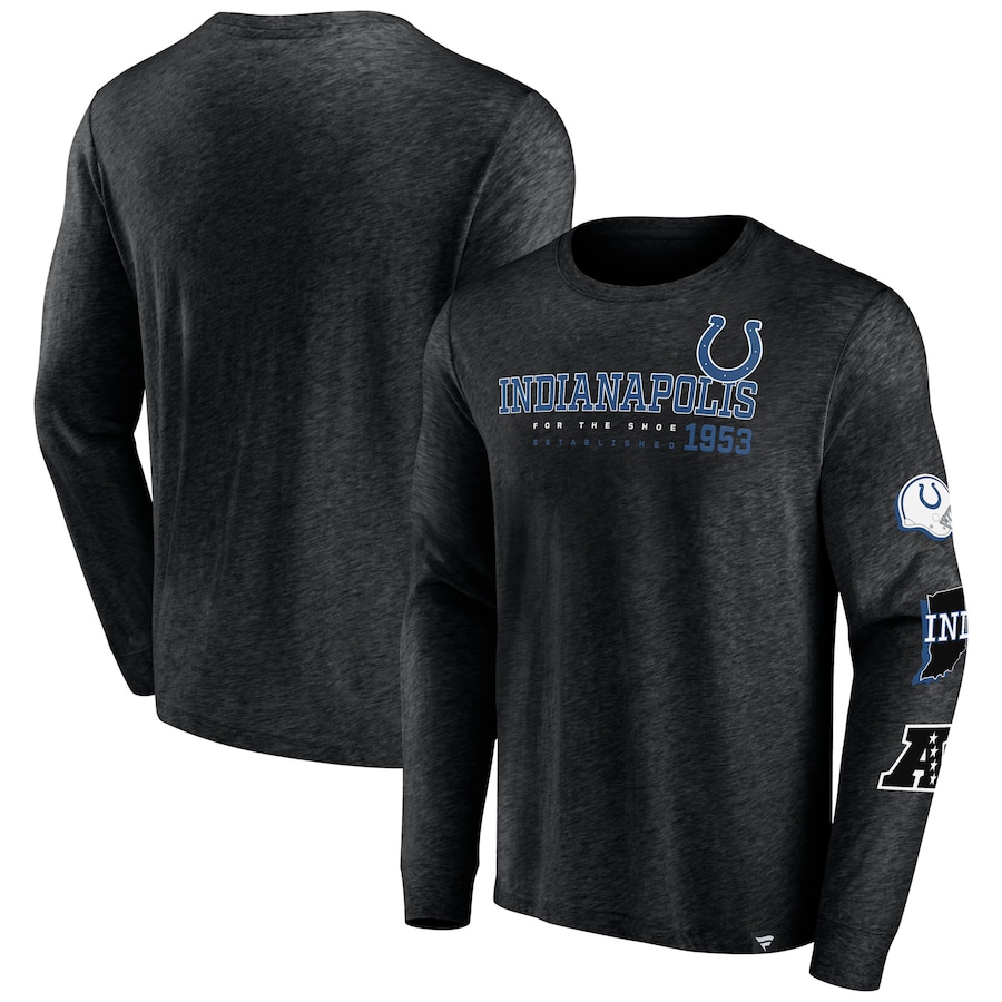 Indianapolis Colts Heather Black High Whip Pitcher Long Sleeve T-Shirt - Man Indianapolis Colts Heather Black High Whip Pitcher Long Sleeve T-Shirt - Man