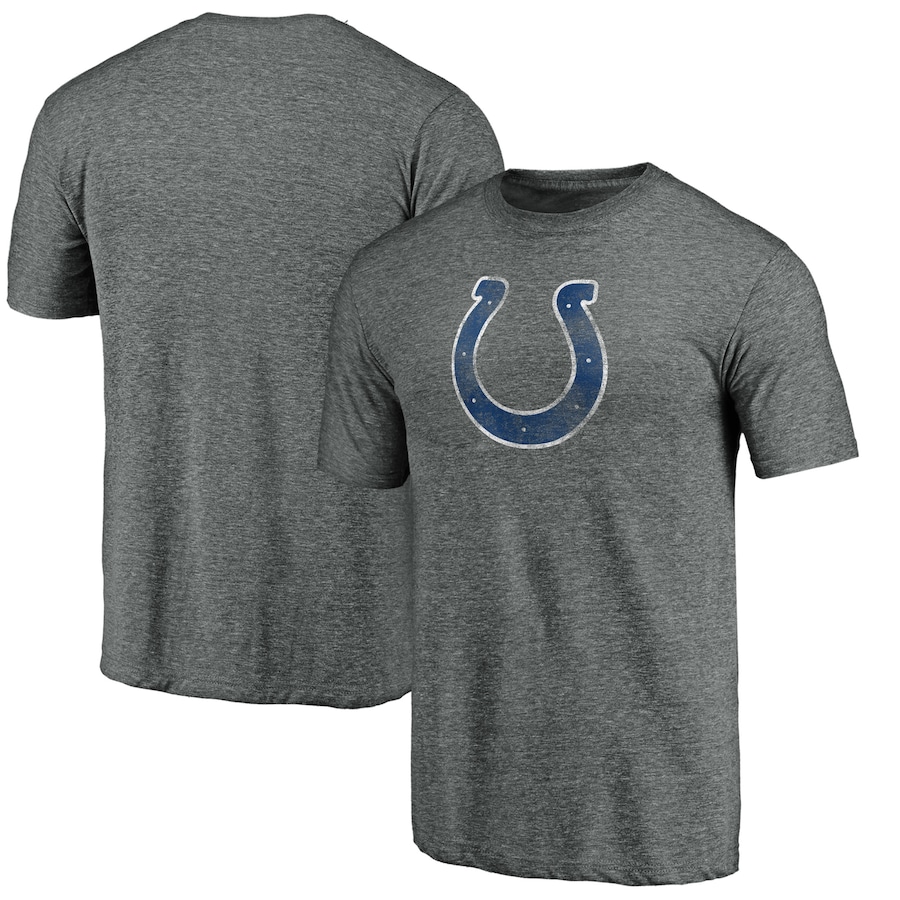 Indianapolis Colts Heathered Gray Distressed Team Logo Tri-Blend T-Shirt - Man Indianapolis Colts Heathered Gray Distressed Team Logo Tri-Blend T-Shirt - Man