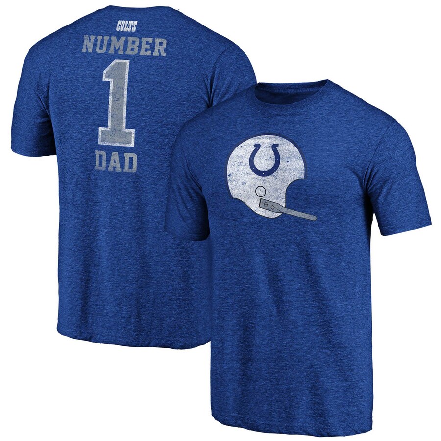 Indianapolis Colts Heathered Royal Historic Logo Greatest Dad Tri-Blend T-Shirt - Man Indianapolis Colts Heathered Royal Historic Logo Greatest Dad Tri-Blend T-Shirt - Man