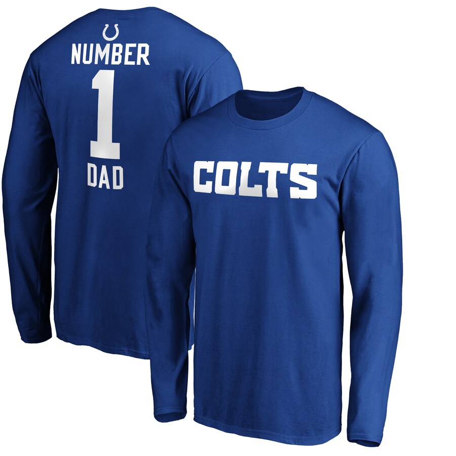 Indianapolis Colts Royal #1 Dad Long Sleeve Team Logo T-Shirt - Man Indianapolis Colts Royal #1 Dad Long Sleeve Team Logo T-Shirt - Man
