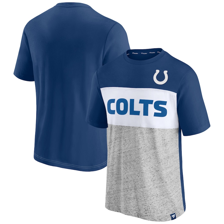 Indianapolis Colts Royal/Heathered Gray Colorblock T-Shirt - Man Indianapolis Colts Royal/Heathered Gray Colorblock T-Shirt - Man