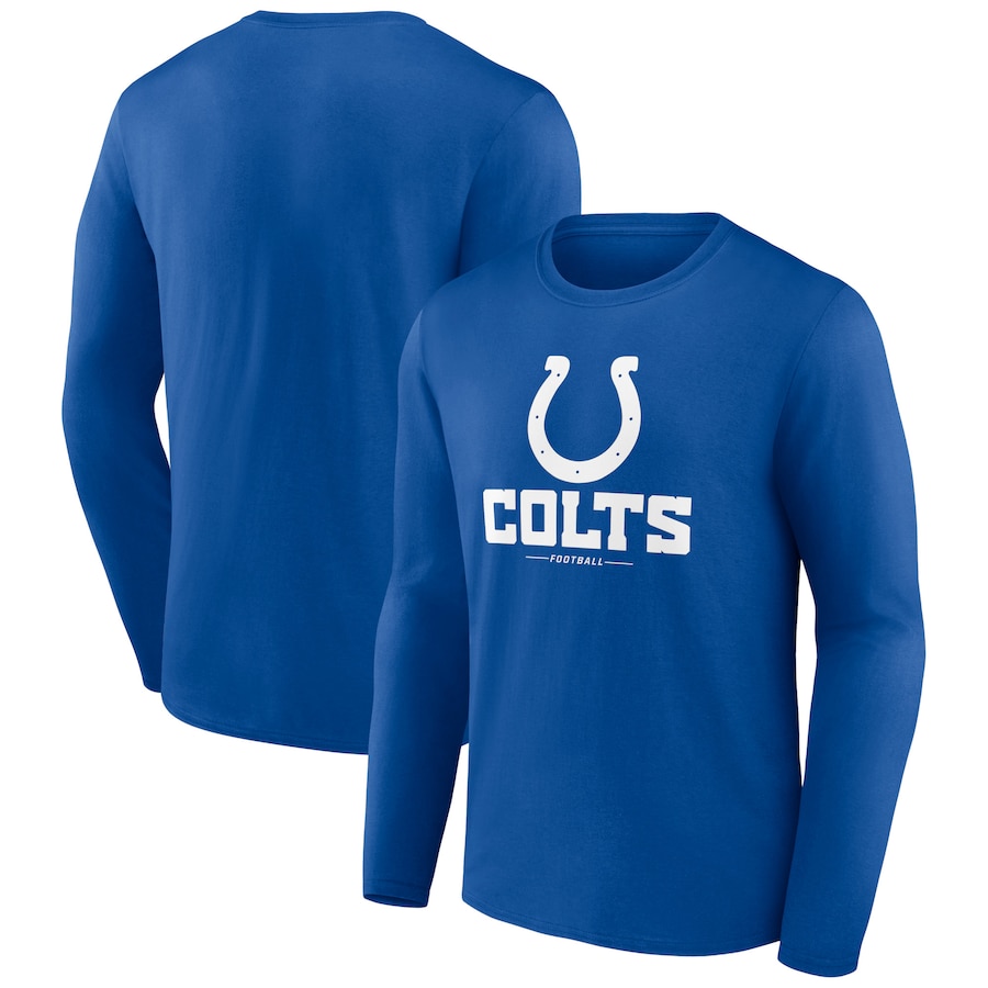 Indianapolis Colts Royal Logo Team Lockup Long Sleeve T-Shirt - Man Indianapolis Colts Royal Logo Team Lockup Long Sleeve T-Shirt - Man