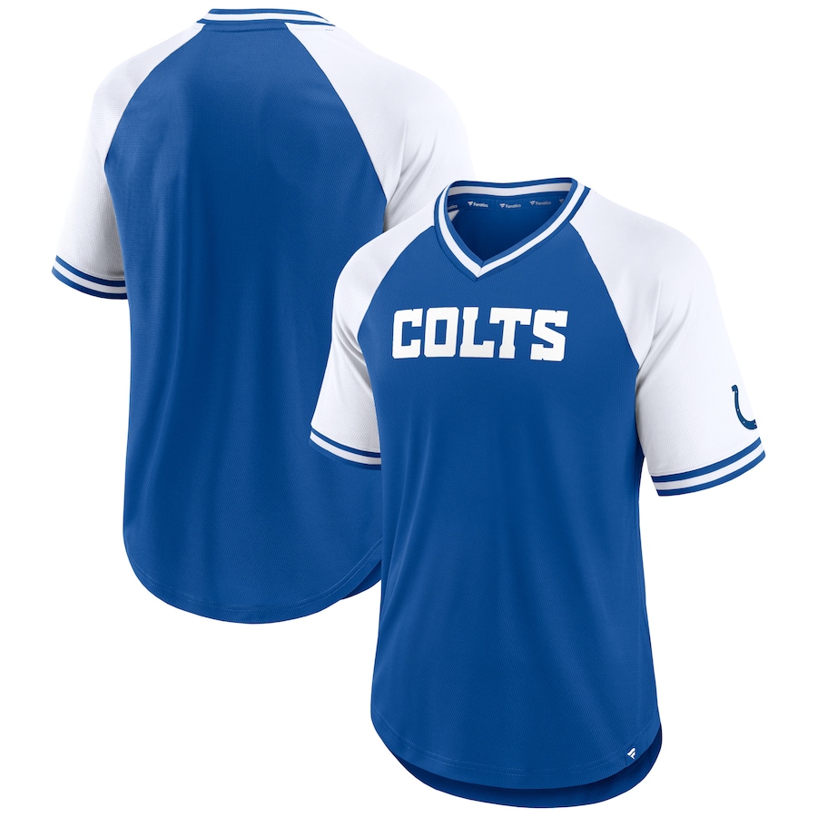 Indianapolis Colts Royal/White Second Wind Raglan V-Neck T-Shirt - Man Indianapolis Colts Royal/White Second Wind Raglan V-Neck T-Shirt - Man