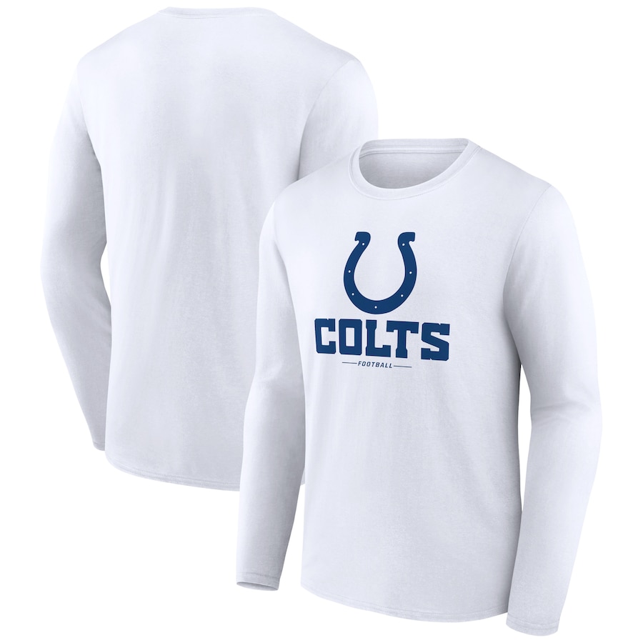 Indianapolis Colts White Logo Team Lockup Long Sleeve T-Shirt - Man Indianapolis Colts White Logo Team Lockup Long Sleeve T-Shirt - Man