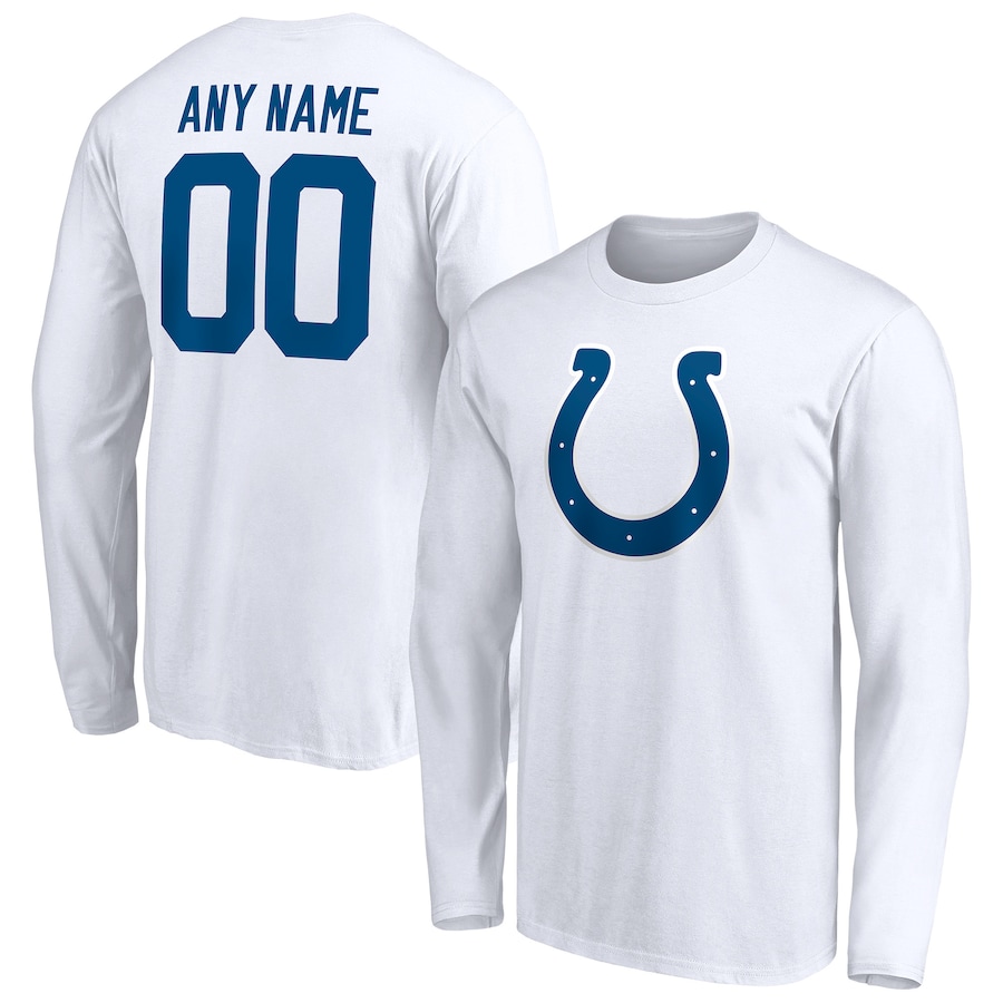 Indianapolis Colts White Team Authentic Logo Personalized Name & Number Long Sleeve T-Shirt - Man Indianapolis Colts White Team Authentic Logo Personalized Name & Number Long Sleeve T-Shirt - Man