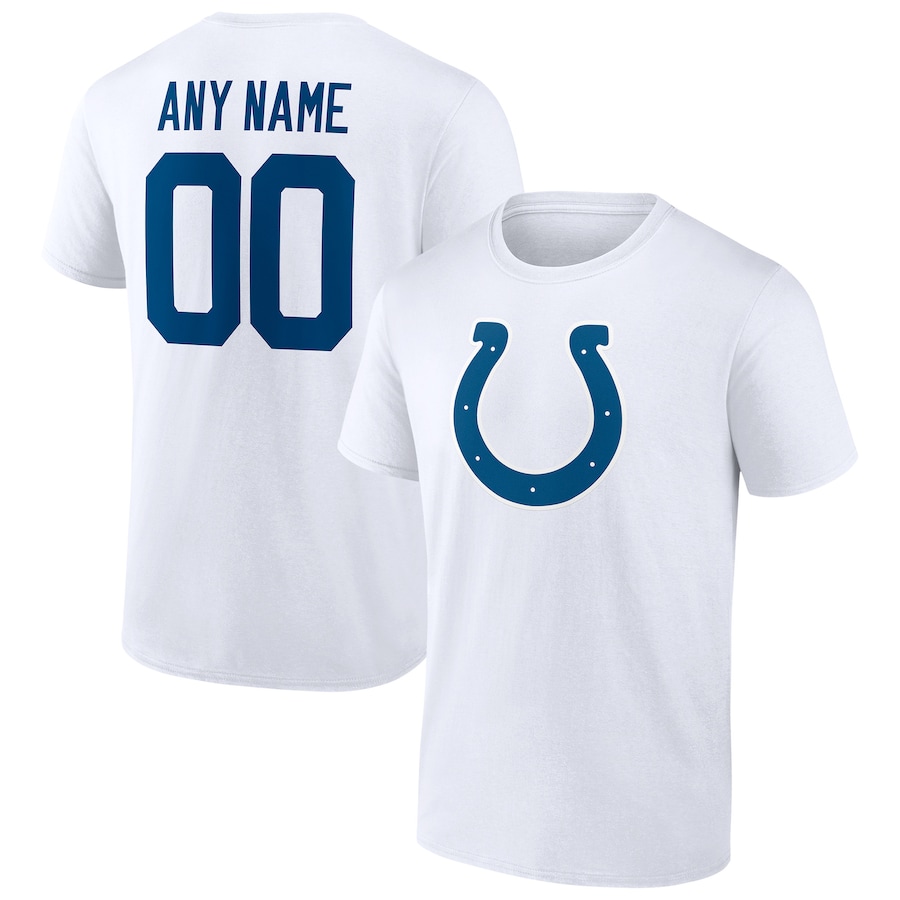 Indianapolis Colts White Team Authentic Logo Personalized Name & Number T-Shirt - Man Indianapolis Colts White Team Authentic Logo Personalized Name & Number T-Shirt - Man
