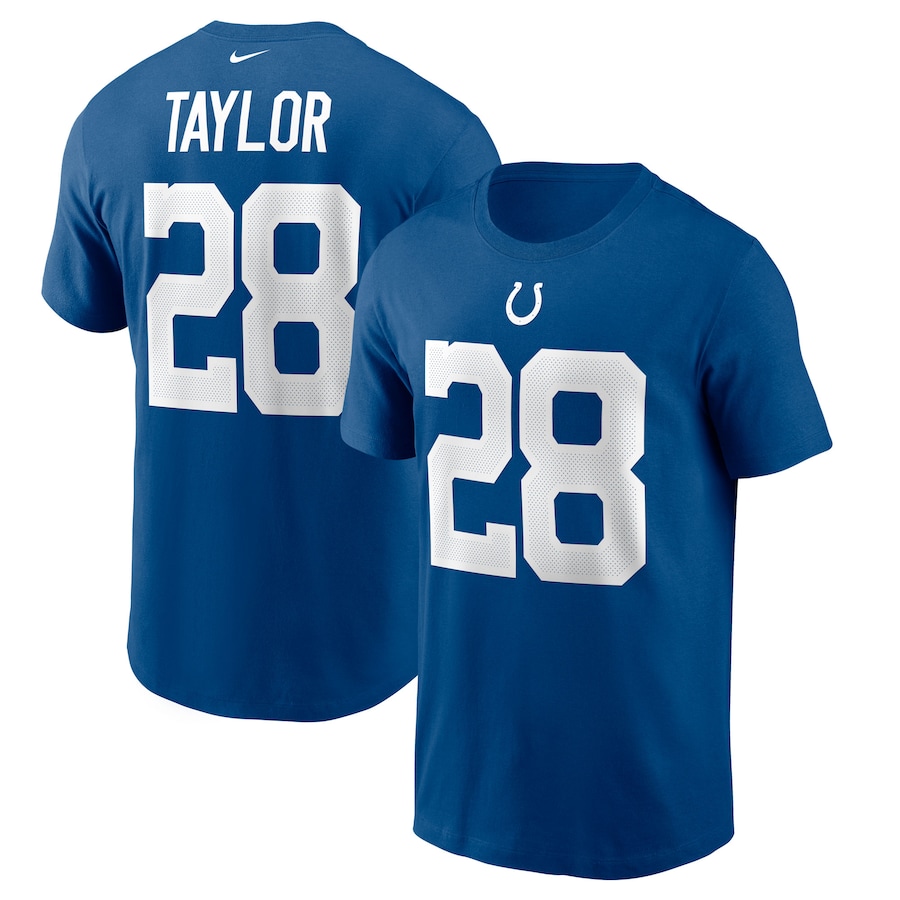 Indianapolis Colts Jonathan Taylor Football Royal Player Name & Number T-Shirt - Man