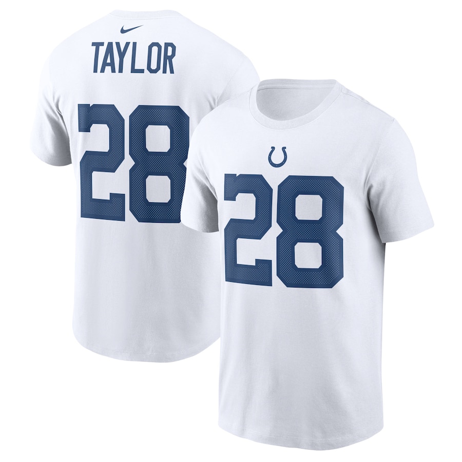 Indianapolis Colts Jonathan Taylor Football White Player Name & Number T-Shirt - Man