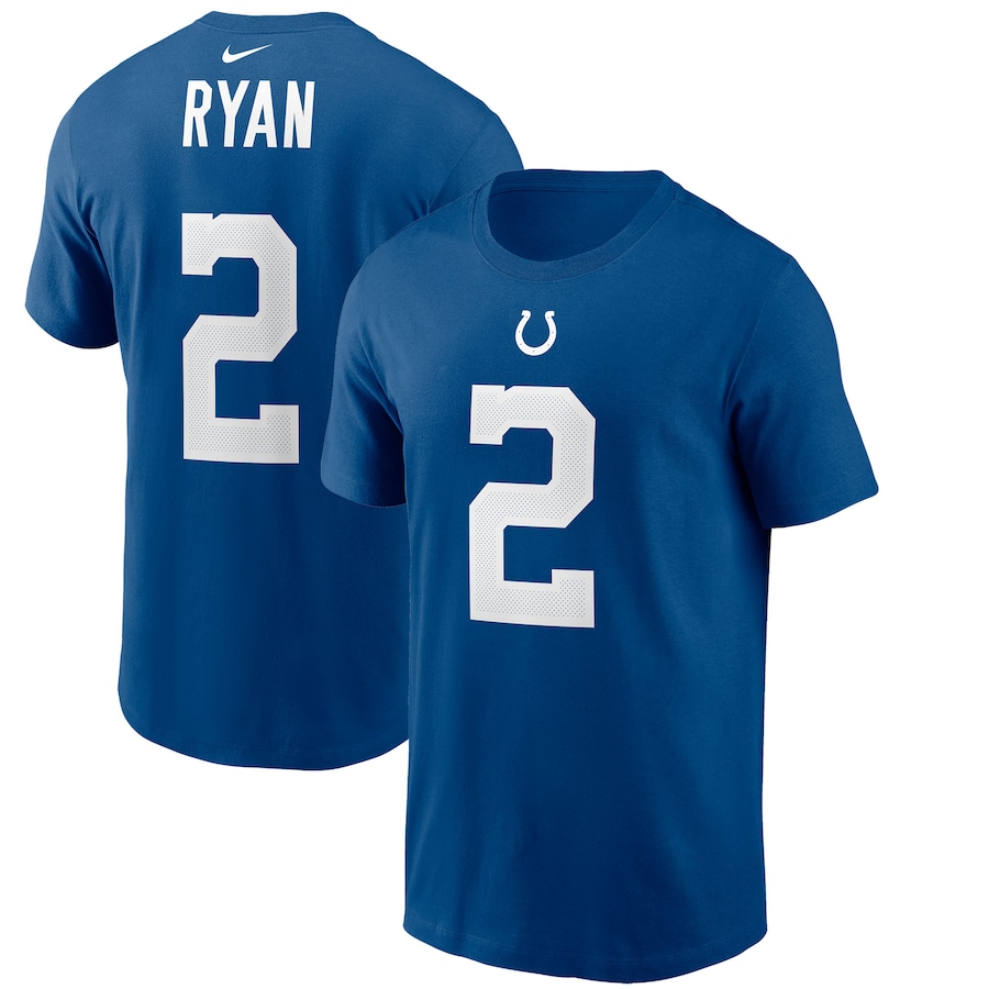 Indianapolis Colts Matt Ryan Football Royal Player Name & Number T-Shirt - Man Indianapolis Colts Matt Ryan Football Royal Player Name & Number T-Shirt - Man