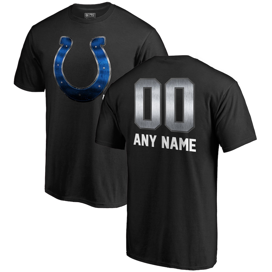 Indianapolis Colts NFL Pro Line by Black Personalized Midnight Mascot T-Shirt - Man Indianapolis Colts NFL Pro Line by Black Personalized Midnight Mascot T-Shirt - Man