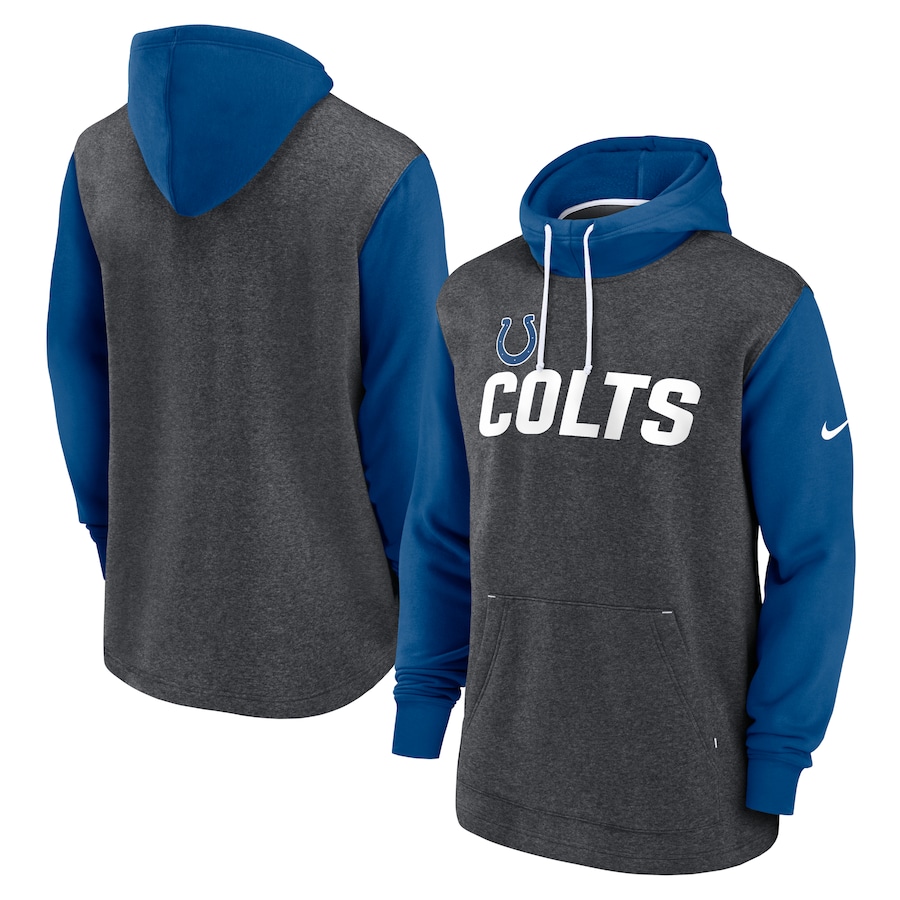 Indianapolis Colts Football Heathered Charcoal/Royal Surrey Legacy Pullover Hoodie - Man