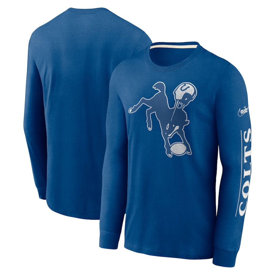 Indianapolis Colts Football Royal Fashion Tri-Blend Long Sleeve T-Shirt - Man