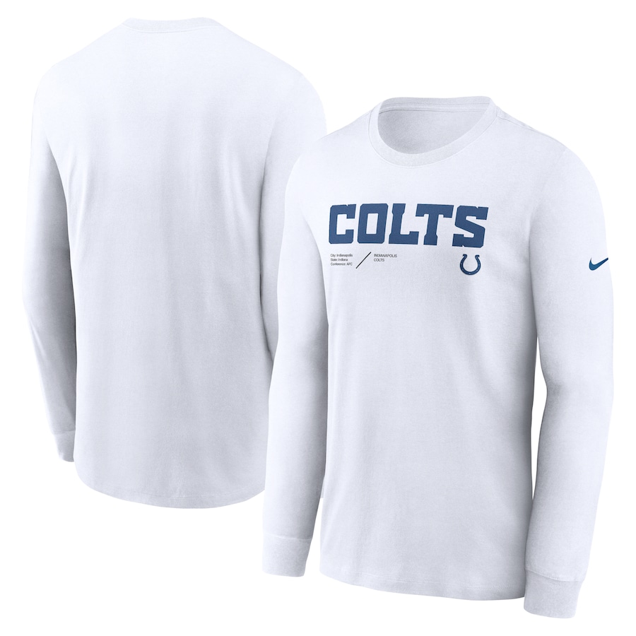 Indianapolis Colts Football White Sideline Infograph Lock Up Performance Long Sleeve T-Shirt - Man