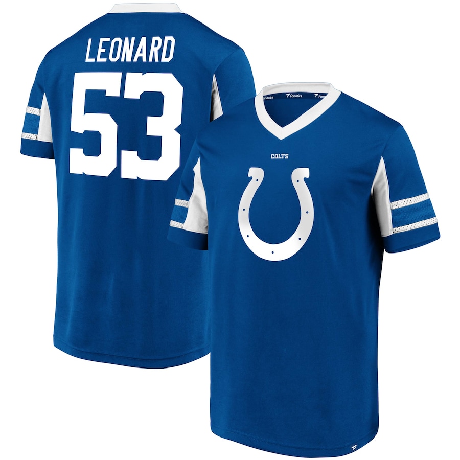 Indianapolis Colts Shaquille Leonard Royal Hashmark Player Name & Number V-Neck Top - Man