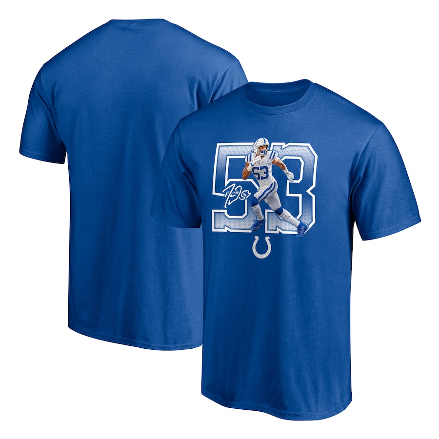 Indianapolis Colts Shaquille Leonard Royal Powerhouse Player Graphic T-Shirt - Man
