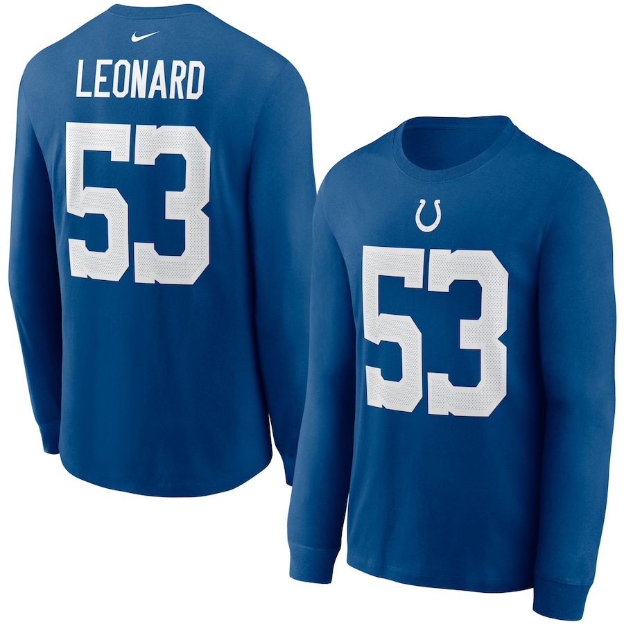 Indianapolis Colts Shaquille Leonard Football Royal Player Name & Number Long Sleeve T-Shirt - Man