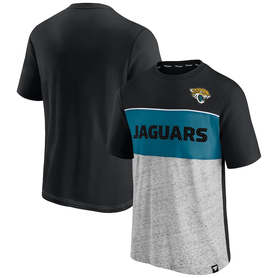 Jacksonville Jaguars Black/Heathered Gray Colorblock T-Shirt - Man