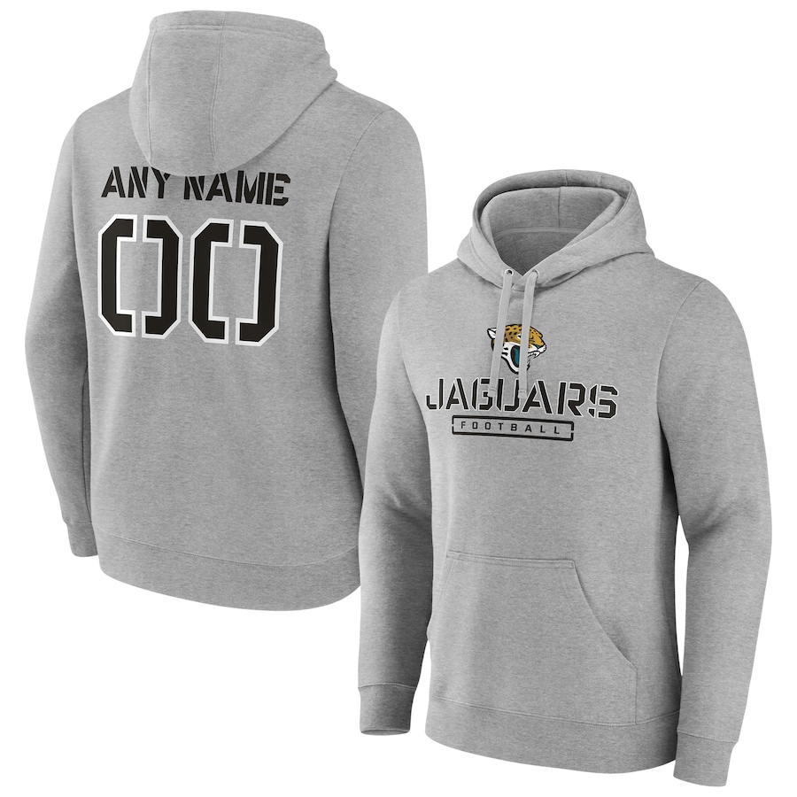 Jacksonville Jaguars Gray Personalized Name & Number Evanston Stencil Pullover Hoodie - Man Jacksonville Jaguars Gray Personalized Name & Number Evanston Stencil Pullover Hoodie - Man