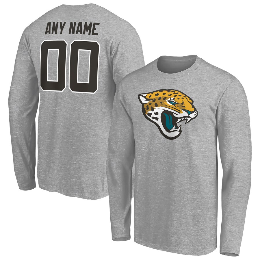 Jacksonville Jaguars Gray Team Authentic Custom Long Sleeve T-Shirt - Man