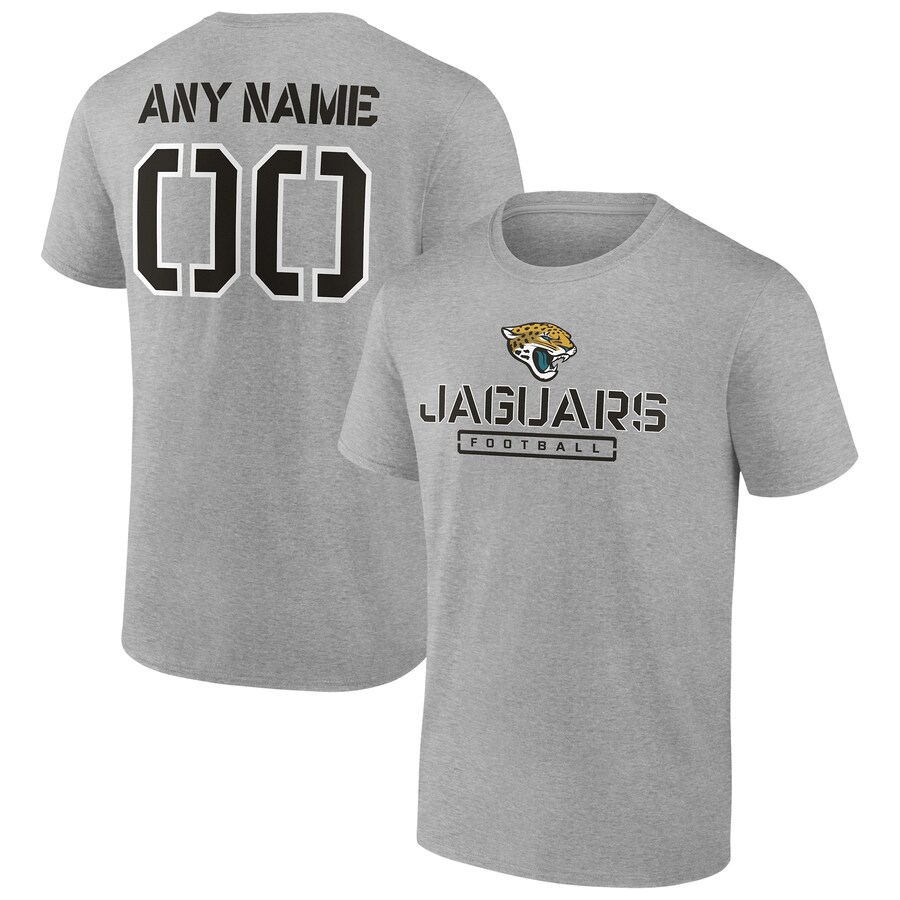 Jacksonville Jaguars Heather Gray Personalized Name & Number Evanston Stencil T-Shirt - Man