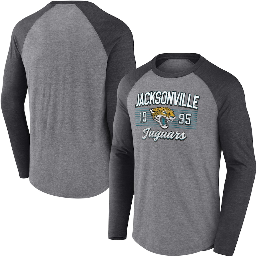 Jacksonville Jaguars Heathered Gray/Heathered Charcoal Weekend Casual Raglan Long Sleeve T-Shirt - Man