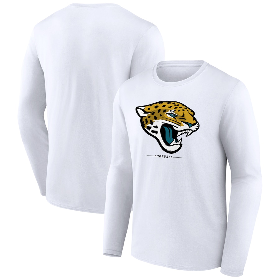 Jacksonville Jaguars White Logo Team Lockup Long Sleeve T-Shirt - Man