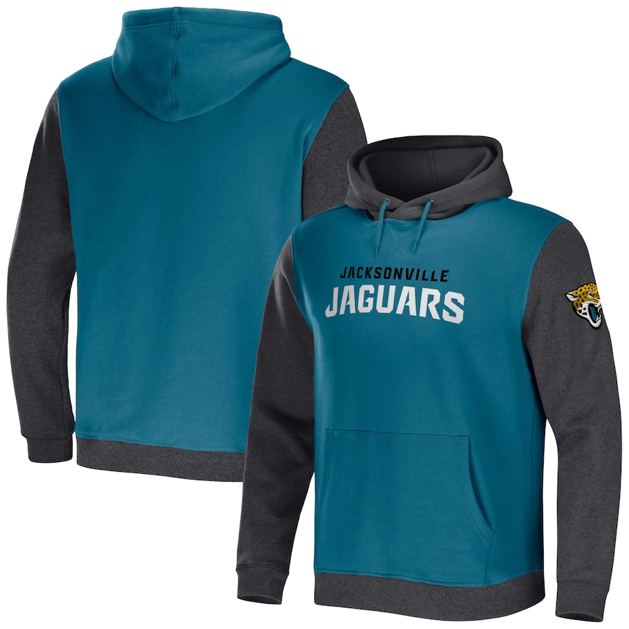 Jacksonville Jaguars NFL x Darius Rucker Collection by USASportsStoreTeal/Charcoal Colorblock Pullover Hoodie - Man Jacksonville Jaguars NFL x Darius Rucker Collection by USASportsStoreTeal/Charcoal Colorblock Pullover Hoodie - Man