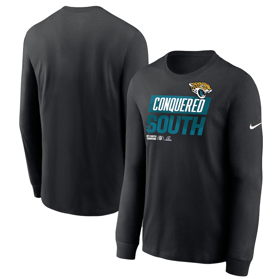 Jacksonville Jaguars Football Black 2022 AFC South Division Champions Locker Room Trophy Collection Long Sleeve T-Shirt - Man