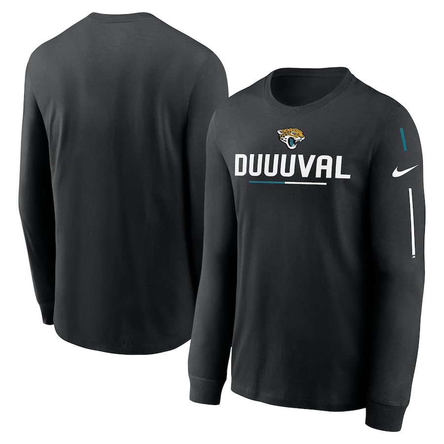 Jacksonville Jaguars Football Black Team Slogan Long Sleeve T-Shirt - Man
