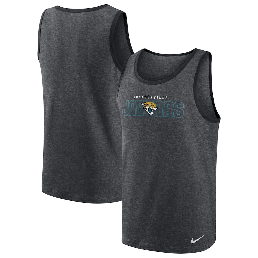 Jacksonville Jaguars Football Heathered Charcoal Tri-Blend Tank Top - Man