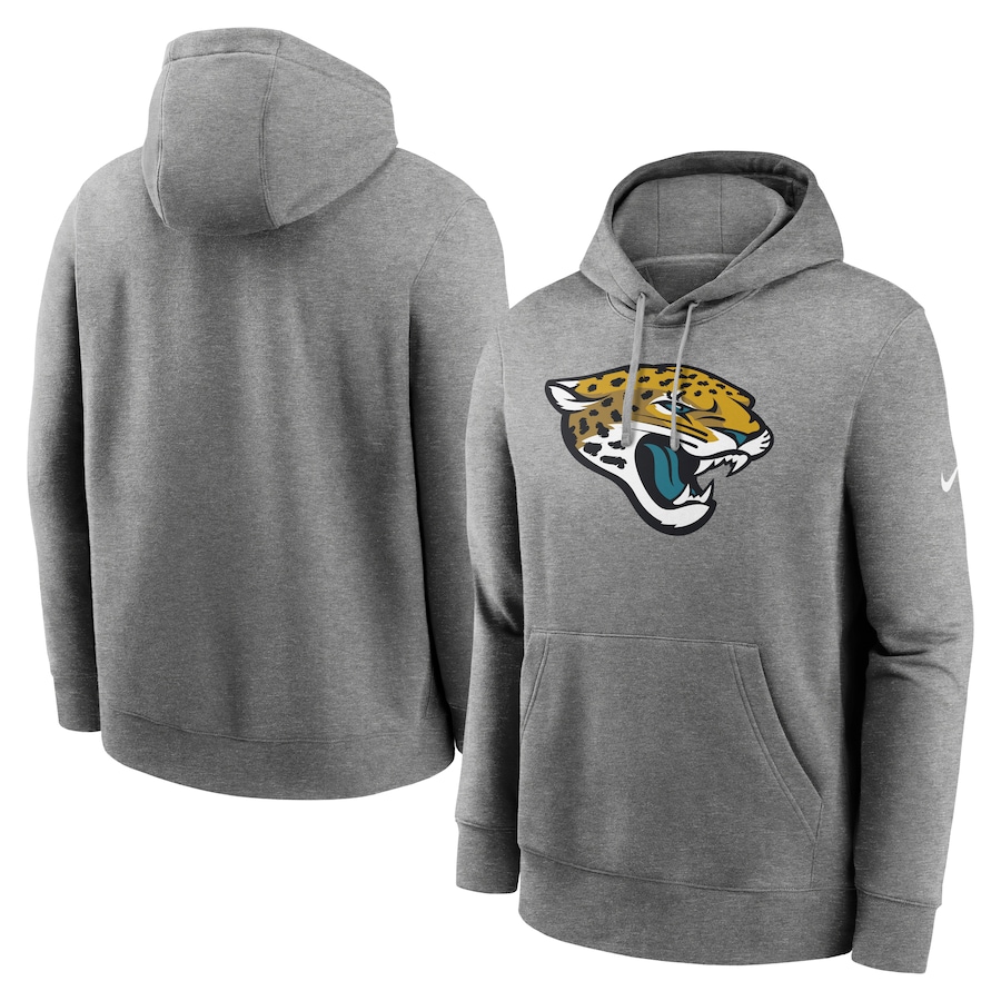 Jacksonville Jaguars Football Heathered Gray Rewind Club Fleece Pullover Hoodie - Man Jacksonville Jaguars Football Heathered Gray Rewind Club Fleece Pullover Hoodie - Man