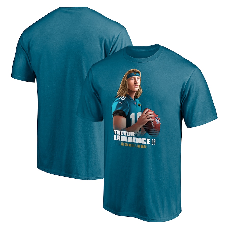 Jacksonville Jaguars Trevor Lawrence Teal Player Graphic T-Shirt - Man