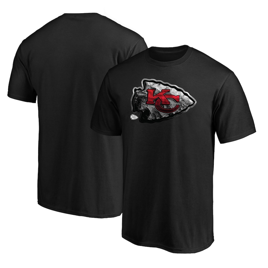Kansas City Chiefs Black Midnight Mascot Logo T-Shirt - Man