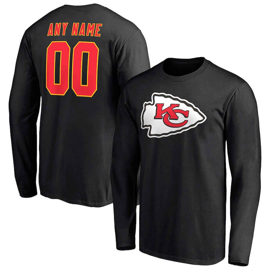 Kansas City Chiefs Black Team Authentic Logo Personalized Name & Number Long Sleeve T-Shirt - Man Kansas City Chiefs Black Team Authentic Logo Personalized Name & Number Long Sleeve T-Shirt - Man