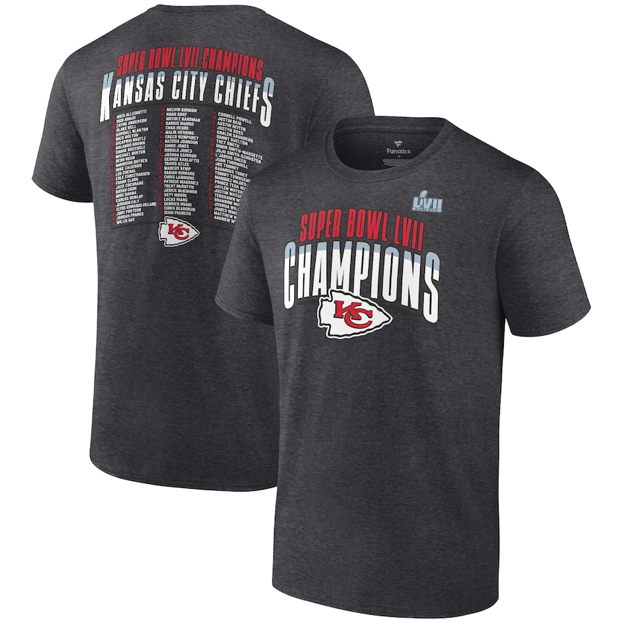 Kansas City Chiefs Heather Charcoal Super Bowl LVII Champions Made The Cut T-Shirt - Man