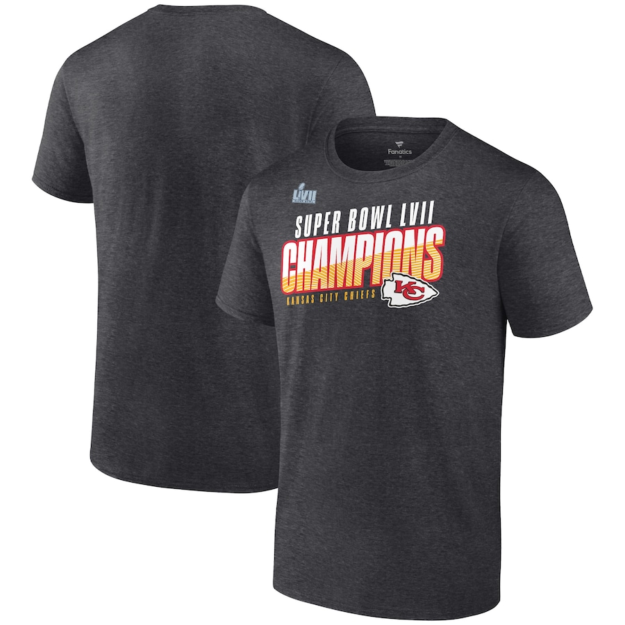 Kansas City Chiefs Heather Charcoal Super Bowl LVII Champions Victory Formation T-Shirt - Man