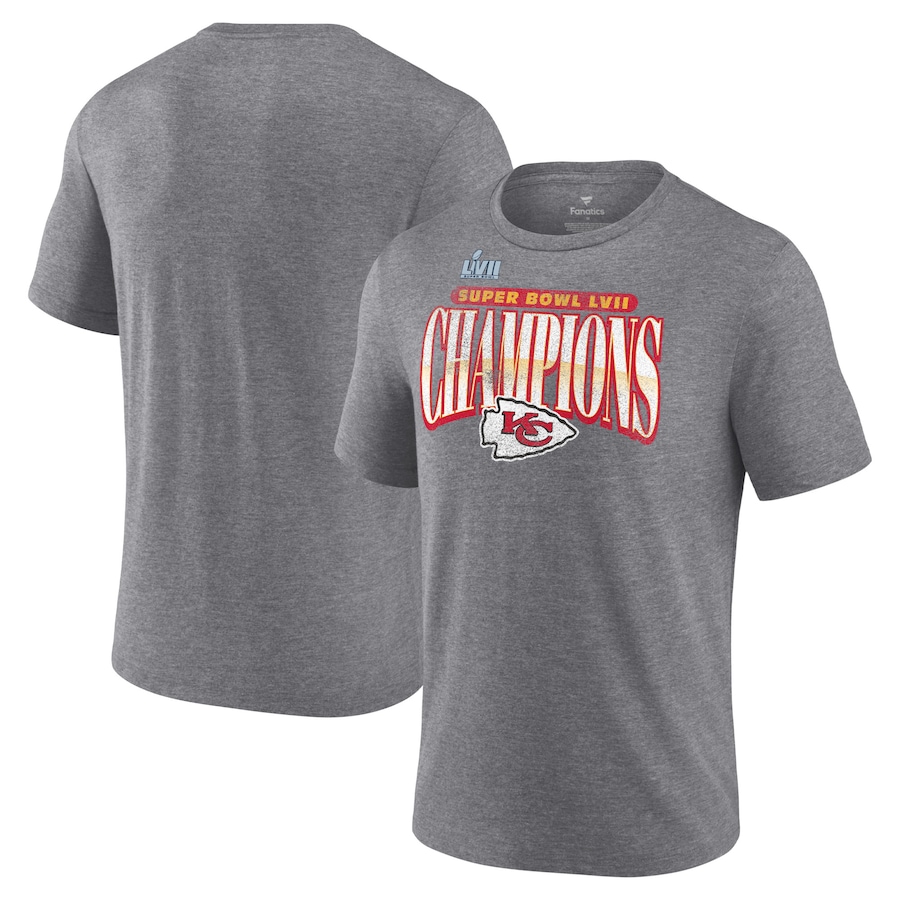 Kansas City Chiefs Heather Gray Super Bowl LVII Champions Rewrite History Tri-Blend T-Shirt - Man