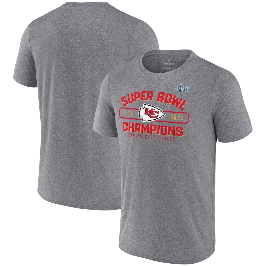 Kansas City Chiefs Heather Gray Super Bowl LVII Champions Strong Finish T-Shirt - Man