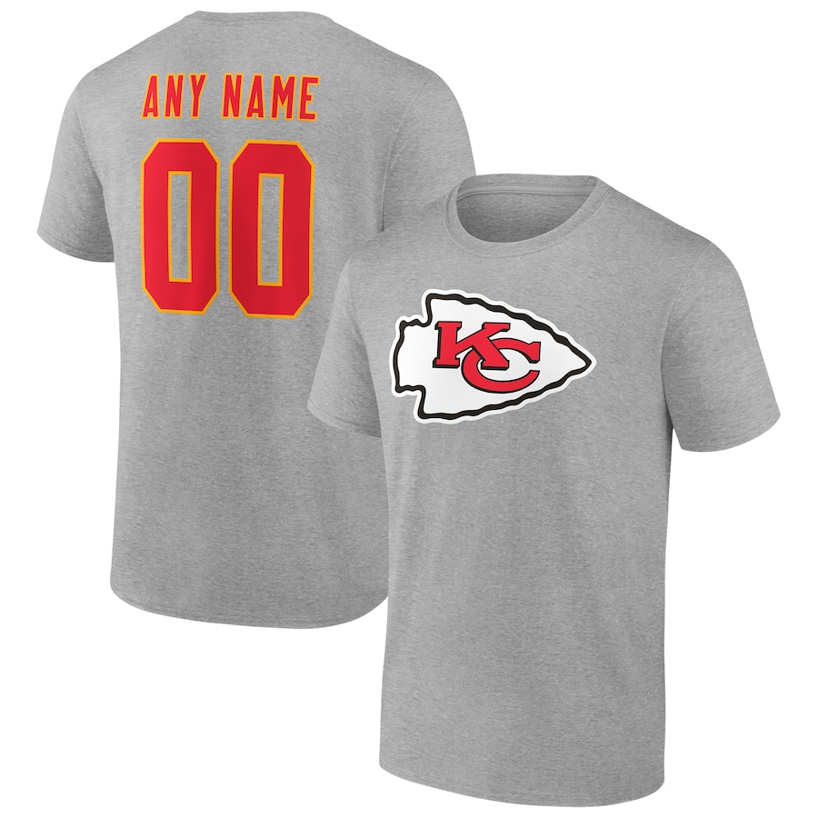 Kansas City Chiefs Heathered Gray Team Authentic Custom T-Shirt - Man Kansas City Chiefs Heathered Gray Team Authentic Custom T-Shirt - Man