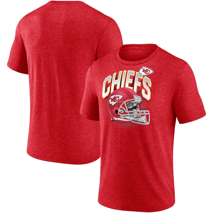 Kansas City Chiefs Heathered Red End Around Tri-Blend T-Shirt - Man Kansas City Chiefs Heathered Red End Around Tri-Blend T-Shirt - Man