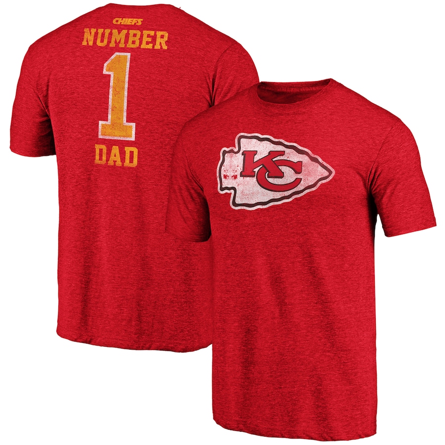 Kansas City Chiefs Heathered Red Greatest Dad Retro Tri-Blend T-Shirt - Man Kansas City Chiefs Heathered Red Greatest Dad Retro Tri-Blend T-Shirt - Man
