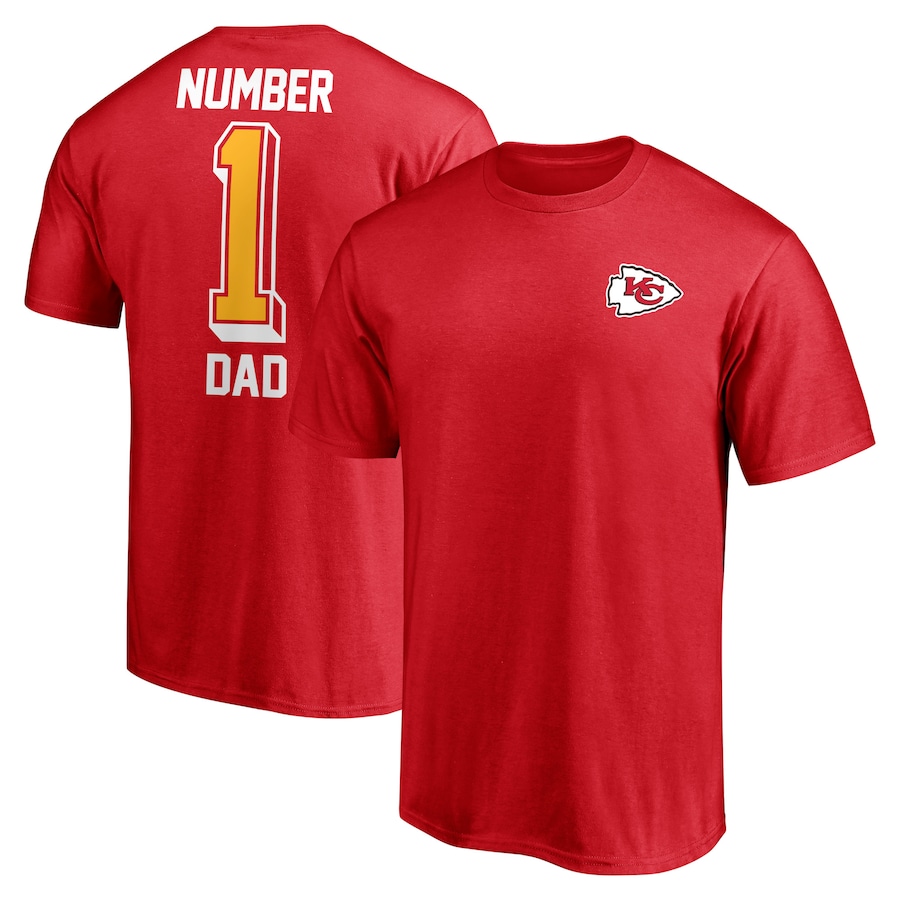Kansas City Chiefs Red #1 Dad T-Shirt - Man Kansas City Chiefs Red #1 Dad T-Shirt - Man