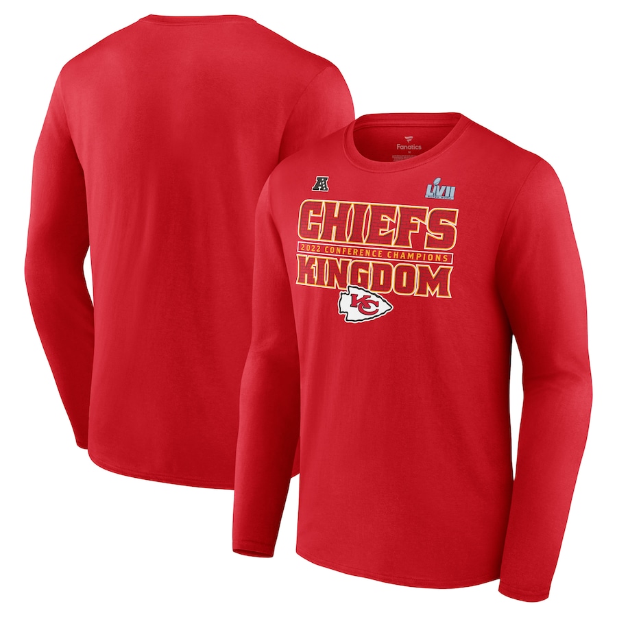 Kansas City Chiefs Red 2022 AFC Champions Team Slogan Long Sleeve T-Shirt - Man