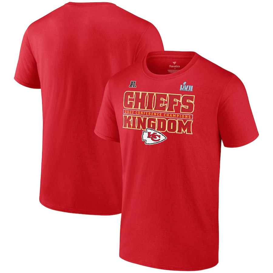 Kansas City Chiefs Red 2022 AFC Champions Team Slogan T-Shirt - Man