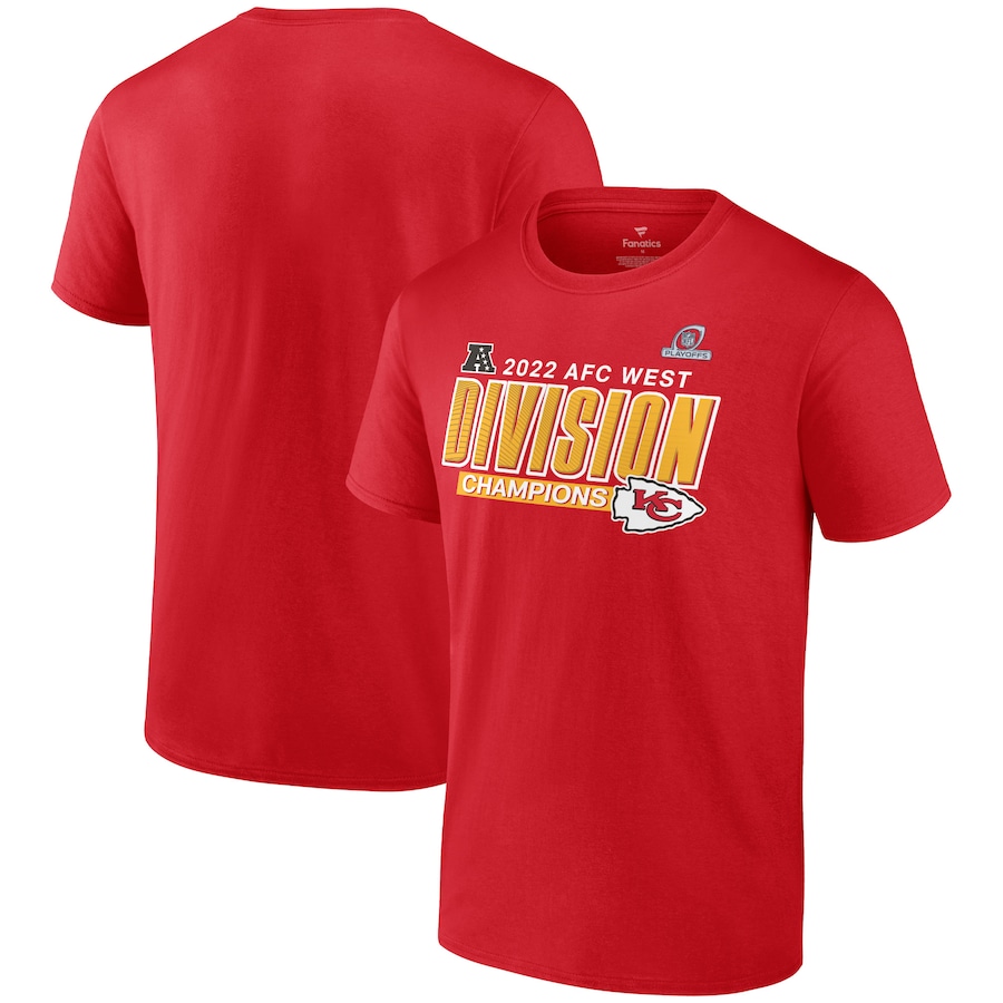 Kansas City Chiefs Red 2022 AFC West Division Champions Divide & Conquer T-Shirt - Man Kansas City Chiefs Red 2022 AFC West Division Champions Divide & Conquer T-Shirt - Man
