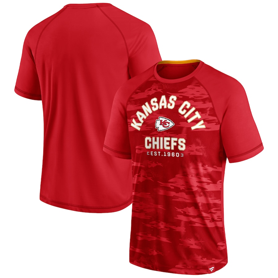 Kansas City Chiefs Red Hail Mary Raglan T-Shirt - Man Kansas City Chiefs Red Hail Mary Raglan T-Shirt - Man