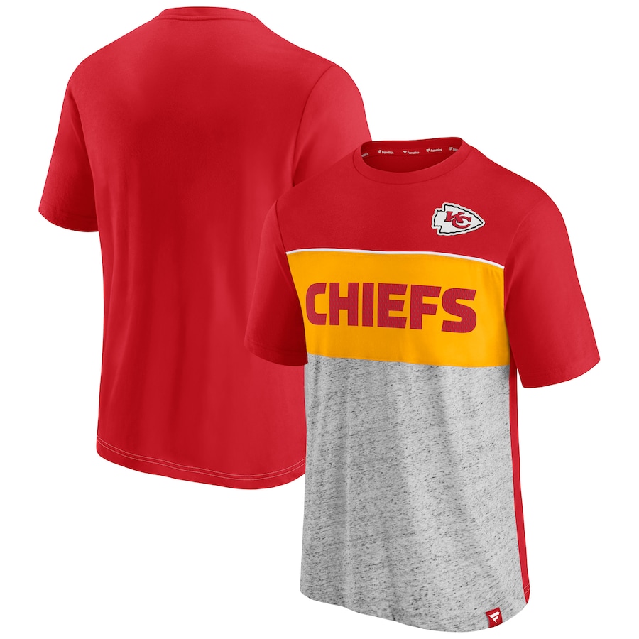 Kansas City Chiefs Red/Heathered Gray Colorblock T-Shirt - Man Kansas City Chiefs Red/Heathered Gray Colorblock T-Shirt - Man